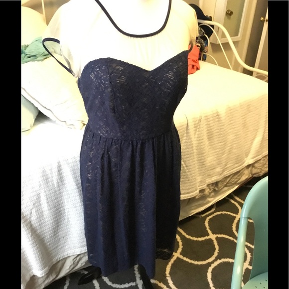Mod cloth navy and sheer dress - Picture 1 of 4